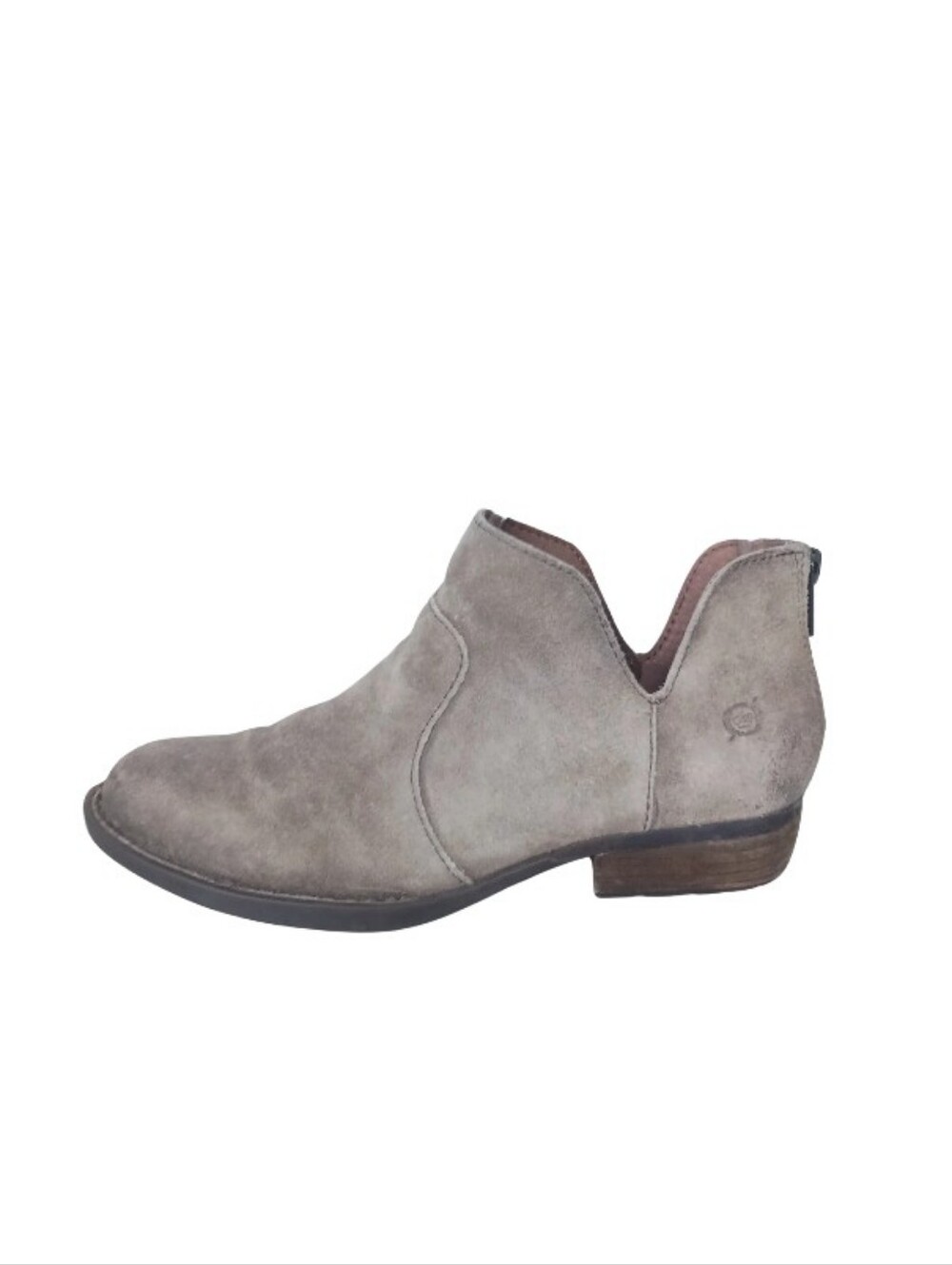 Born Boots Women's 7 Brown Suede Zip Low Heel Pull-on Western Boho Booties
